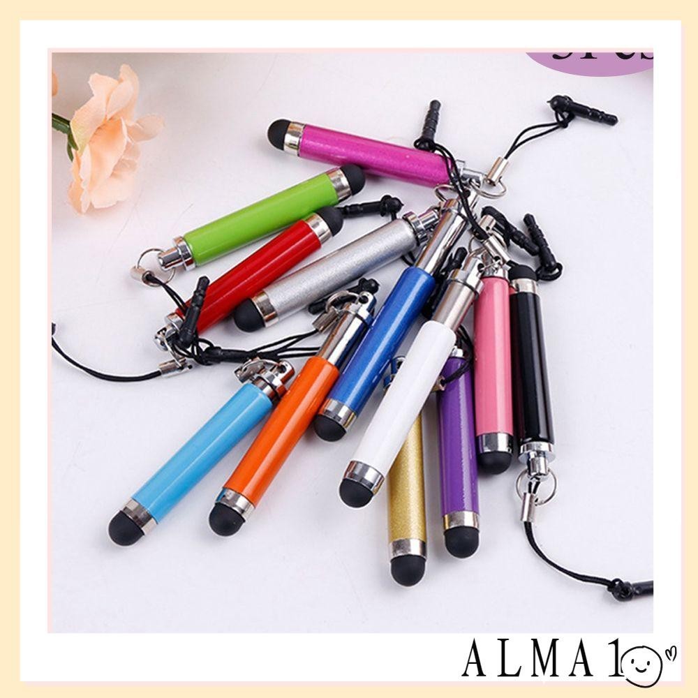 Alma 3 ชิ ้ นหน ้ าจอสัมผัสปากกา Mini Retractable Multicolor Compact Stylus ดินสอสําหรับโทรศัพท ์ แท ็ บเล ็ ตพีซี
