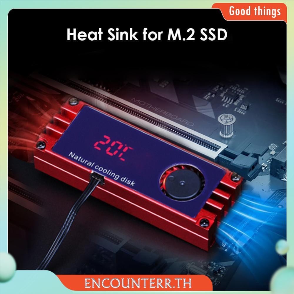 [encounterr.th ] จอแสดงผลอุณหภูมิดิจิตอล M.2 SSD ฮีทซิงค ์ คูลเลอร ์ พร ้ อมพัดลมระบายความร ้ อนเทอร ์ โบ