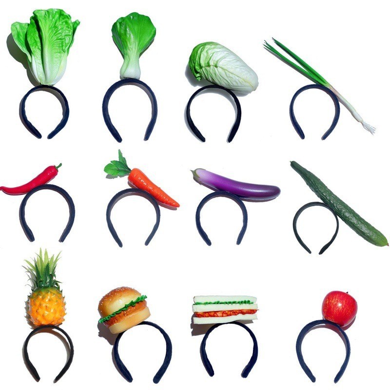ตลกแถบคาดศีรษะจําลองผักผลไม ้ Headwear Burger Headband Live Powder Absorption อุปกรณ ์ เสริมผม Photo แถบคาดศีรษะตกแต ่ งงานปาร ์ ตี ้ แถบคาดศีรษะ