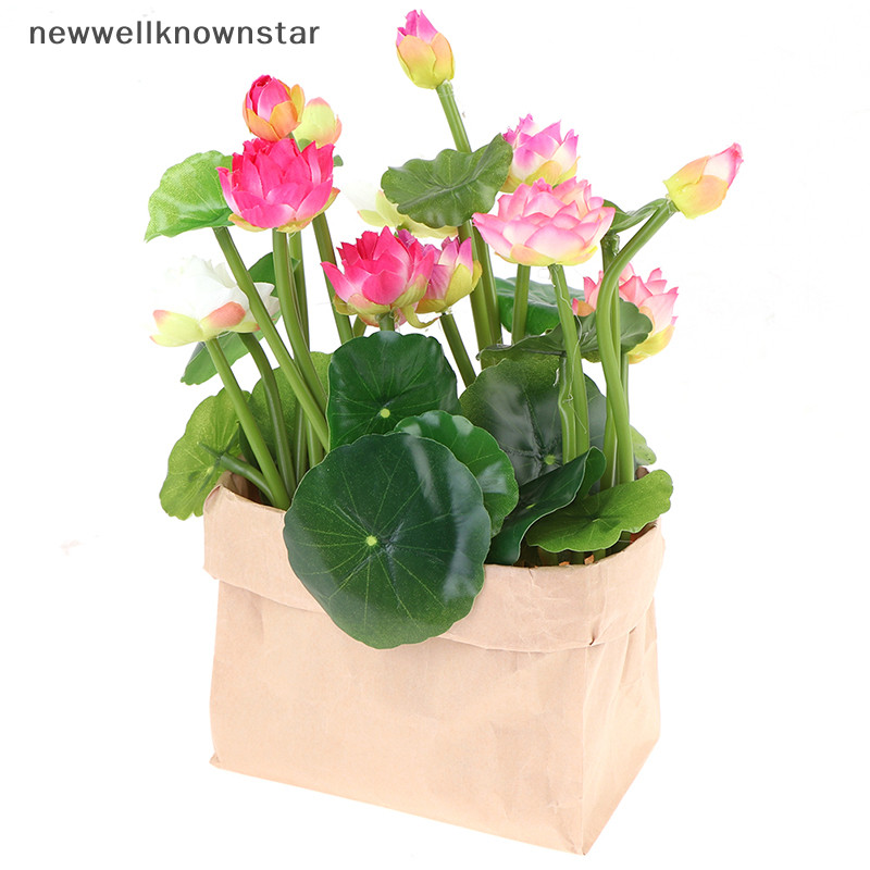 Newwellknownstar Lotus จําลองดอกไม ้ ประดิษฐ ์ น ้ ํา Lily Micro Landscape s Decor CCB