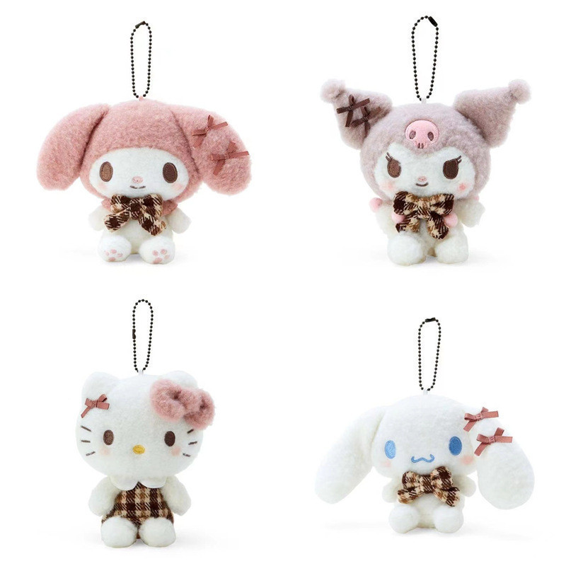 Sanrio Mocha Grid Series พวงกุญแจตุ๊กตาน่ารัก Kuromi Hello Kitty Melody Cinnamoroll ตุ๊กตาของเล่น