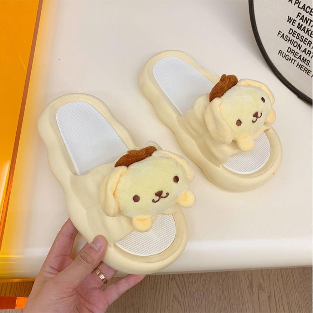 LYNDON Kawaii รองเท้าแตะเด็กผู้หญิง, Cinnamoroll การ์ตูนหอพักรองเท้าแตะ, สวมใส่ Anti-Slip อะนิเมะนุ่มหนารองเท้าในครัวเรือนหญิง