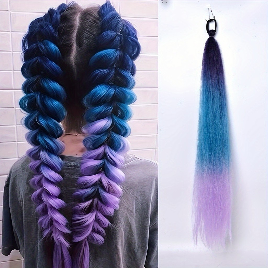 ต ่ อผมหางม ้ าสีสันสดใสพร ้ อมยางรัดผมสีม ่ วงสีแดงสีชมพูสําหรับสาวสวมใส ่ ง ่ าย
