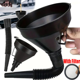 กรวยเติมน้ํามันรถยนต์พร้อมตัวกรอง-กันกระเด็นพับยืดหยุ่น-ท่อย…