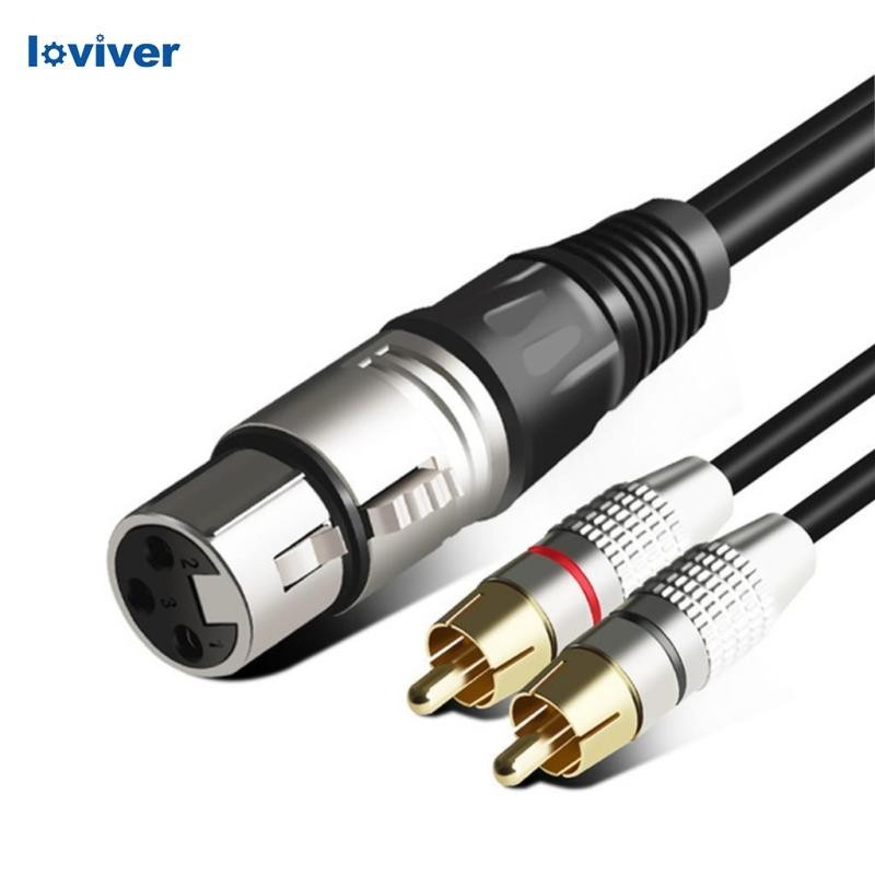 [ Loviver ] RCA Male to XLR Female Speaker Cable Y-Splitter Connector Adapter 0.0.3m