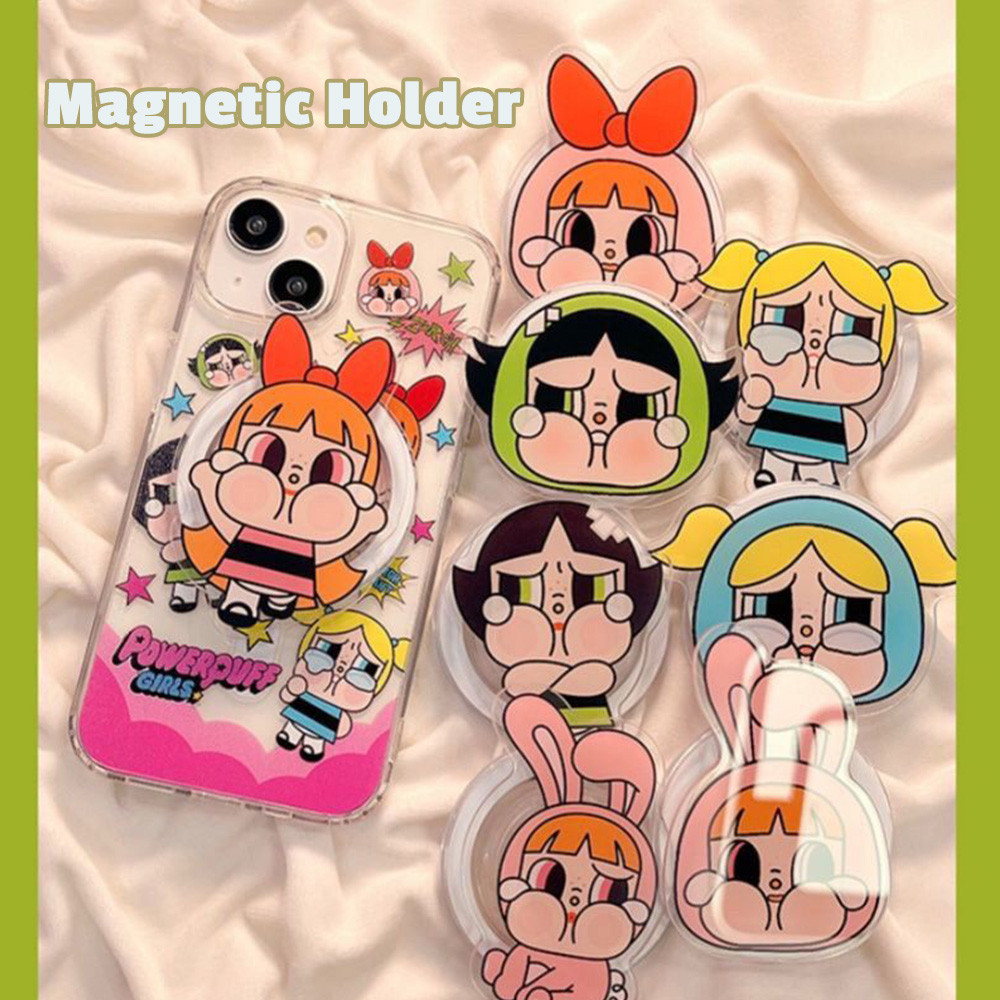 แฟชั่น Powerpuff Girls Cryingbaby PopMart สําหรับเคสโทรศัพท์แม่เหล็กสําหรับ Iphone 16 Pro Max 15 14 13 12 Iphone 11 Case Griptok Grip Tok Stand
