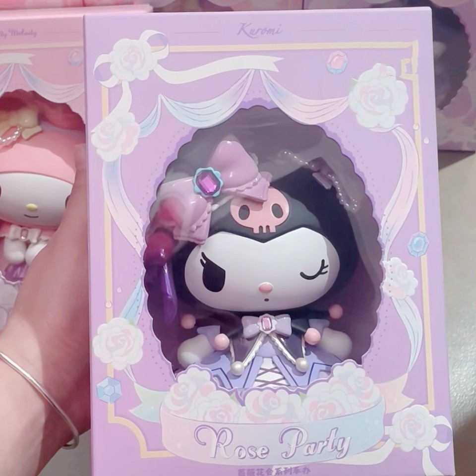 Sanrio Rose Flower Club Series Kuromi Melody รูปน่ารัก 15 ซม.เครื่องประดับตั้งโต๊ะไม่แท้ (ไม่มีการ์ด) - รูปที่ 7