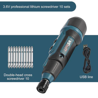 3.6V 2Nm Mini Electric Screwdriver with LED Light, Lithium Battery, Disassembly Repair Tool for Home DIY