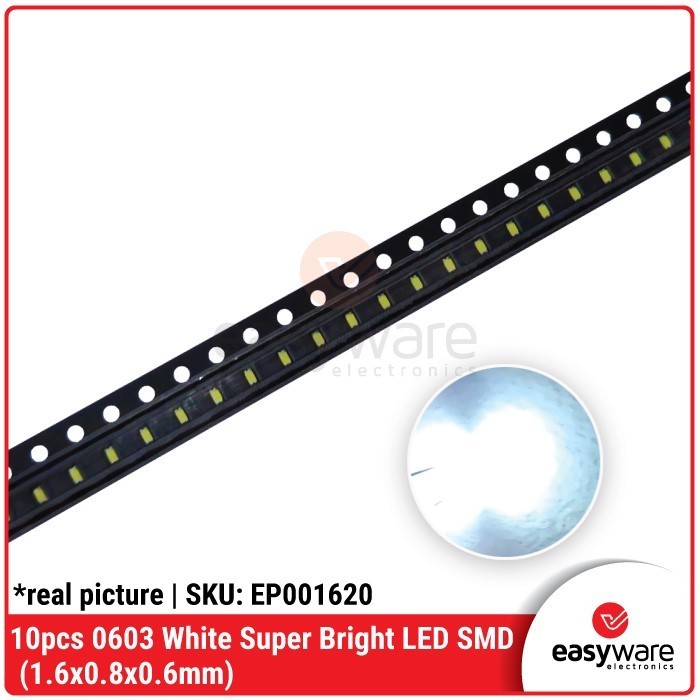 DC99 10 ชิ้น LED SMD 0603 สีขาว SUPER BRIGHT SMD LED 0603 สีขาว