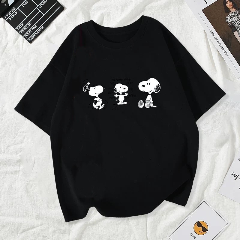 【ส่งจากไทย】 SNOOPY T-shirt เสื้อยืดคอกลมแขนสั้น ลายน่ารัก S-5XL （H O เครื่องแต่งกาย）