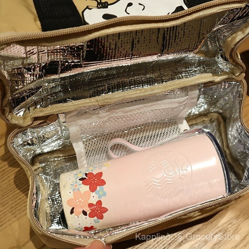 Kapplin🧸 กระเป๋าใส่ข้าวลายการ์ตูน Snoopy ของญี่ปุ่นนิคแบบชั้นแบบพกพา กระเป๋าใส่ข้าวกลางวันความจุขนาดใหญ่สำหรับพนักงานออฟฟิศ