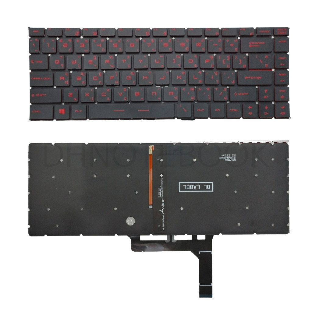 แป้นพิมพ์ คีย์บอร์ด โน๊ตบุ๊ค MSI GF63 GF63 8RC 8RD Thin 9SC Thin Premium Gaming 15 Keyboard ไฟแบ็คไล