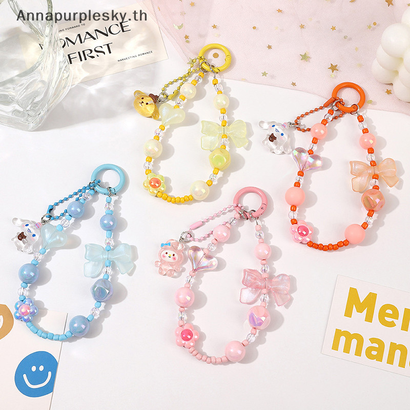 Annapursky Candy สีโทรศัพท์โซ่สั้น Charm สายรัดข้อมือ Keycord โทรศัพท์มือถือ Lanyard สาวพวงกุญแจโทรศัพท์มือถือกรณีแขวนโซ่ TH