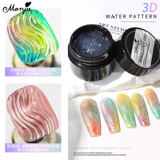 Monja 5ml Wave Liner Gel Molding Polish สําหรับ ภาพวาดรูปแบบน้ําสามารถใช้กับกระจกผงเล็บเครื่องมือ