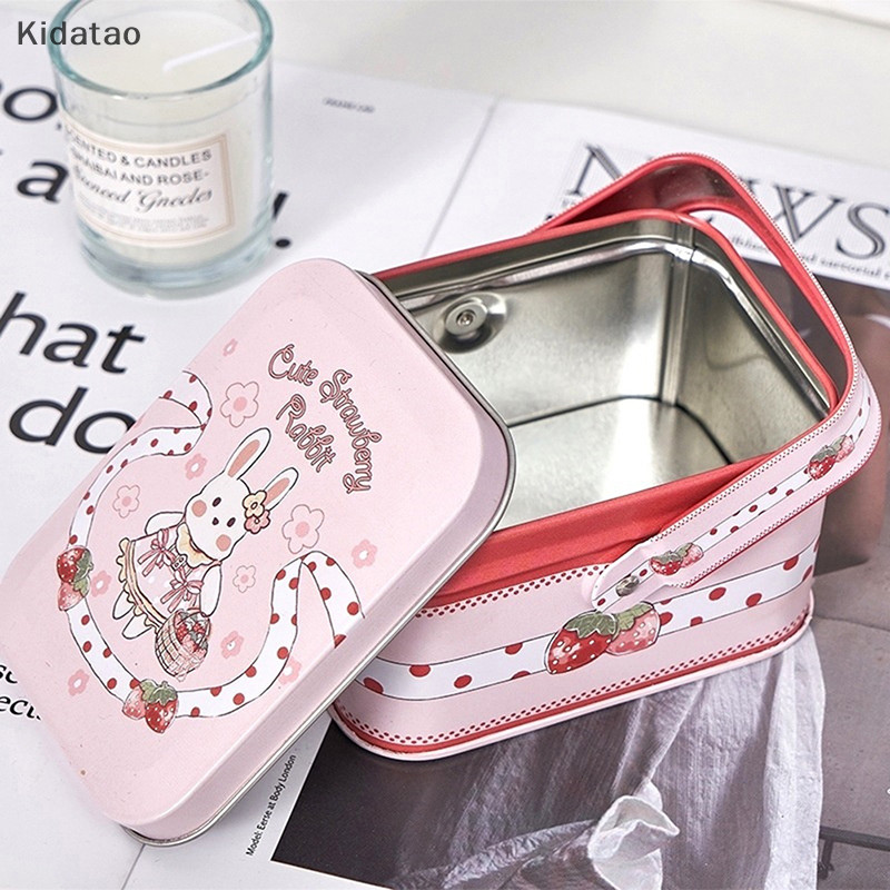 Kidatao 1 PC Vintage กระเป๋าเดินทางขนาดเล็กเก็บดีบุกกล่องขนมโลหะกล่องของขวัญคุกกี้กล่องของขวัญใหม่