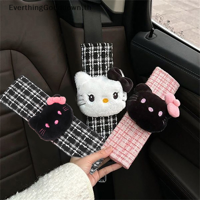 Ever การ์ตูน Hello Kitty ที่หุ้มเข็มขัดนิรภัยรถยนต์ Sanrio Plush เข็มขัดนิรภัยอัตโนมัติไหล่ Protector Pad อุปกรณ์ตกแต่งภายในรถยนต์ TH