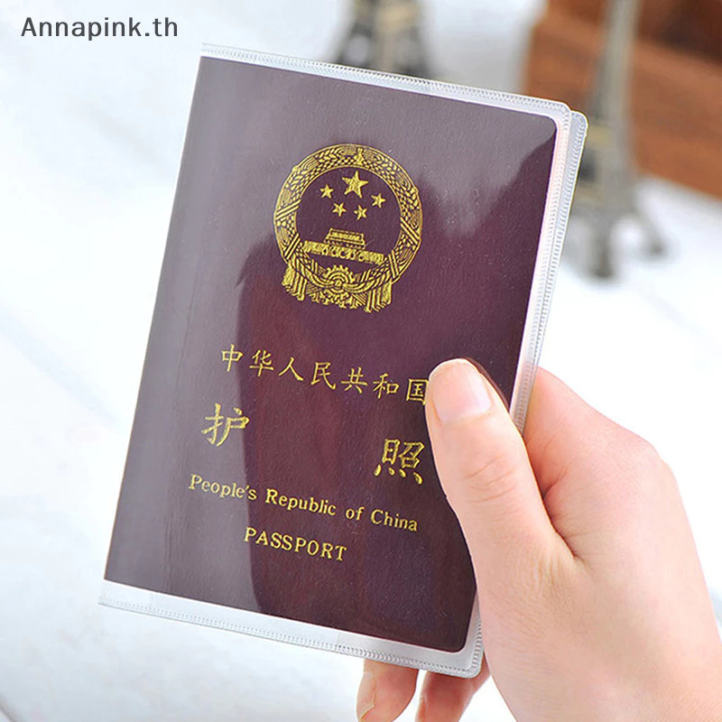 Annapink.th ปกหนังสือเดินทางโปร่งใสบนกระเป๋าเอกสารกันน้ําปลอกป้องกันหนังสือเดินทาง EN