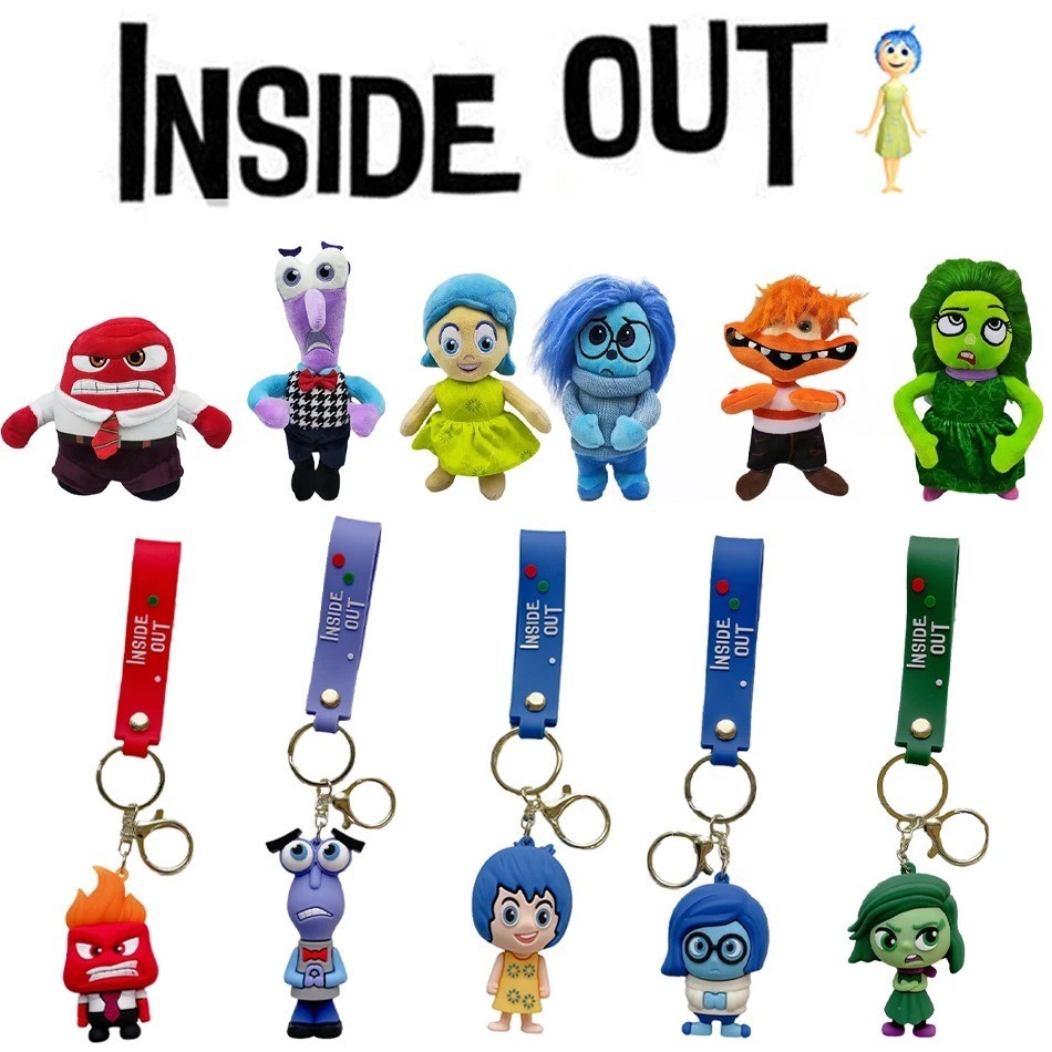 Inside Out 2 พวงกุญแจตัวการ์ตูน Bing Bong Joy Sadness Anger Disgust Fear ของเล่นตุ๊กตาตุ๊กตาพวงกุญแจ