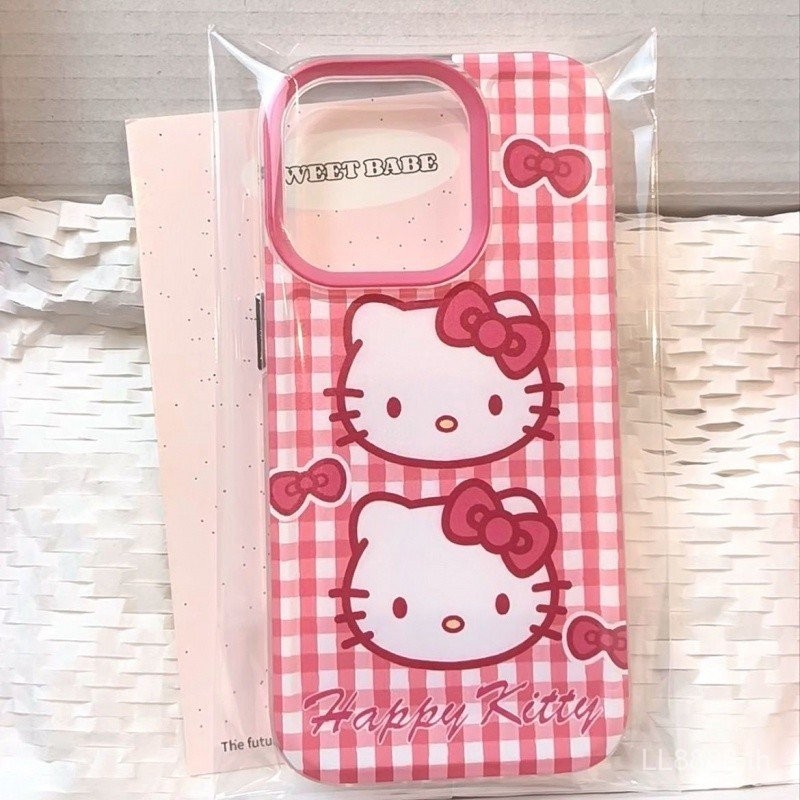เคสโทรศัพท์ เหมาะสําหรับ iPhone ลายสก๊อตสีแดง KT Cat Avatar 15/14/13PRoMax Soft Case 12/11pro อินเทรนด์ xsmax/xr กันกระแทก 7/8plus รวมทุกอย่างป้องกันกรณี QDBM