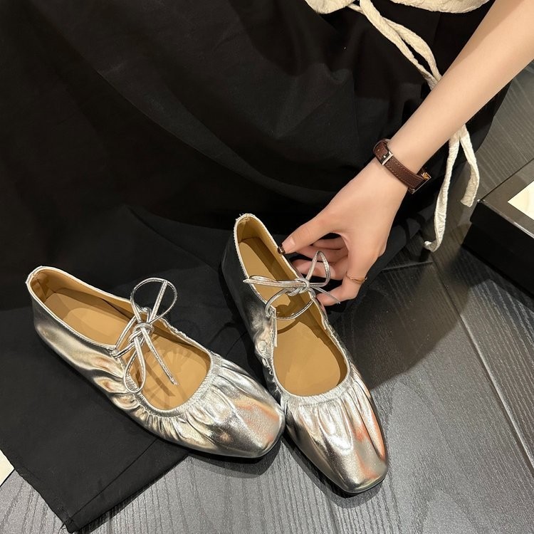 ผู้หญิงรองเท้าแบน Mary Jane Soft-Soled รองเท้า PU Slip-On