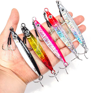 Metal Slow Jig 10-60g Sinking Casting Jigging Bait พร้อม Two Assist Hook สําหรับ Tuna Bass ในเกียร์ตกปลาน้ําจืดน้ําเค็ม