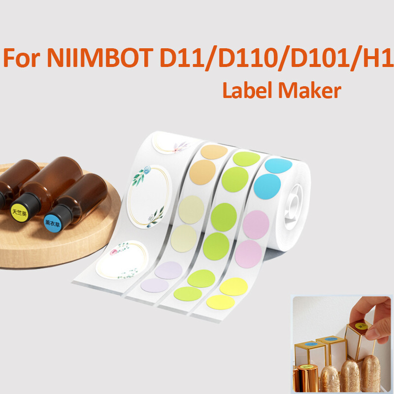 Niimbot D11/D110/D101/H1S รอบความร้อนป้ายชื่อสติกเกอร์สีขาวป้ายสติกเกอร์กระดาษ