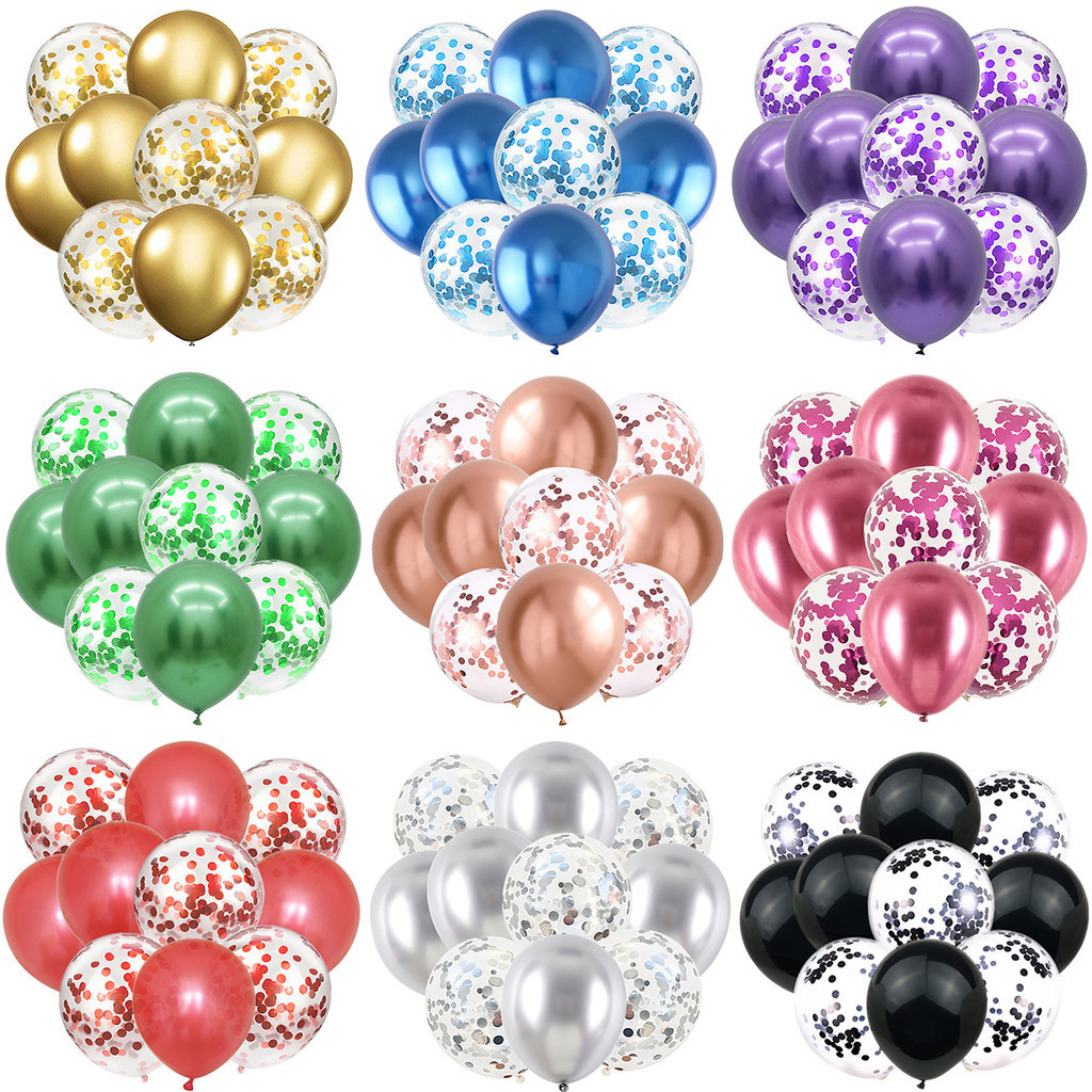20pcs Globos Confetti ลูกโป่งและMetallic Party บอลลูนชุดสําหรับตกแต่งงานแต่งงาน Baby Shower Birthday Party Decor วันวาเลนไทน์บอลลูน