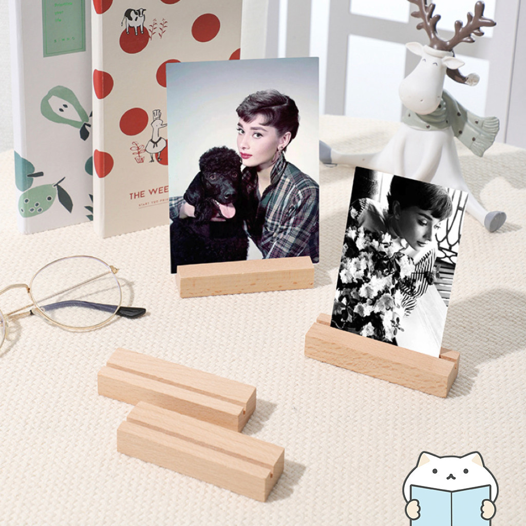 แท่นไม้ ที่เสียบการ์ด / นามบัตร ตกแต่งโต๊ะ ⭐️ Card Wooden Stand Postcard Storage Holder mimisplan
