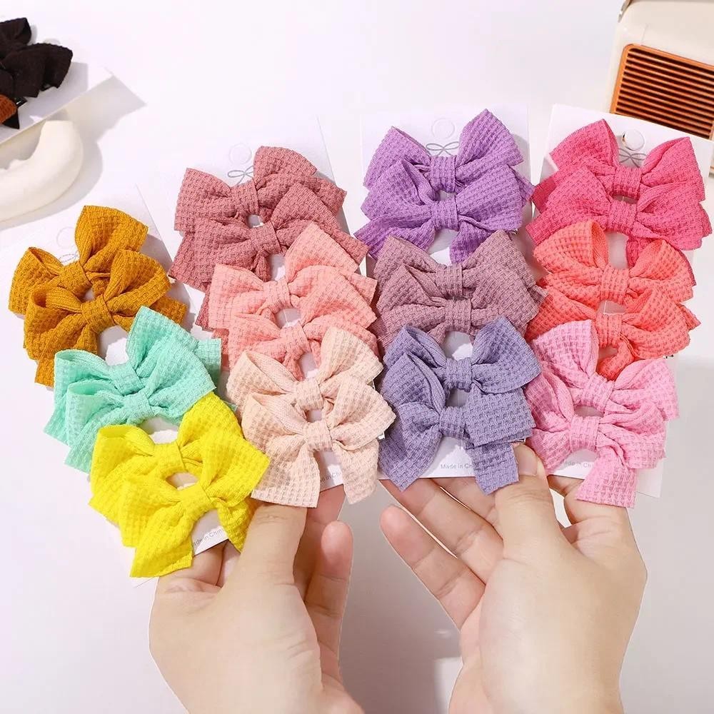 6ชิ้นเด็กมินิโบว์คลิปผมชุดเด็กคลาสสิกสีทึบกุทัณฑ์กิ๊บสาวน่ารักอุปกรณ์ผมของขวัญ