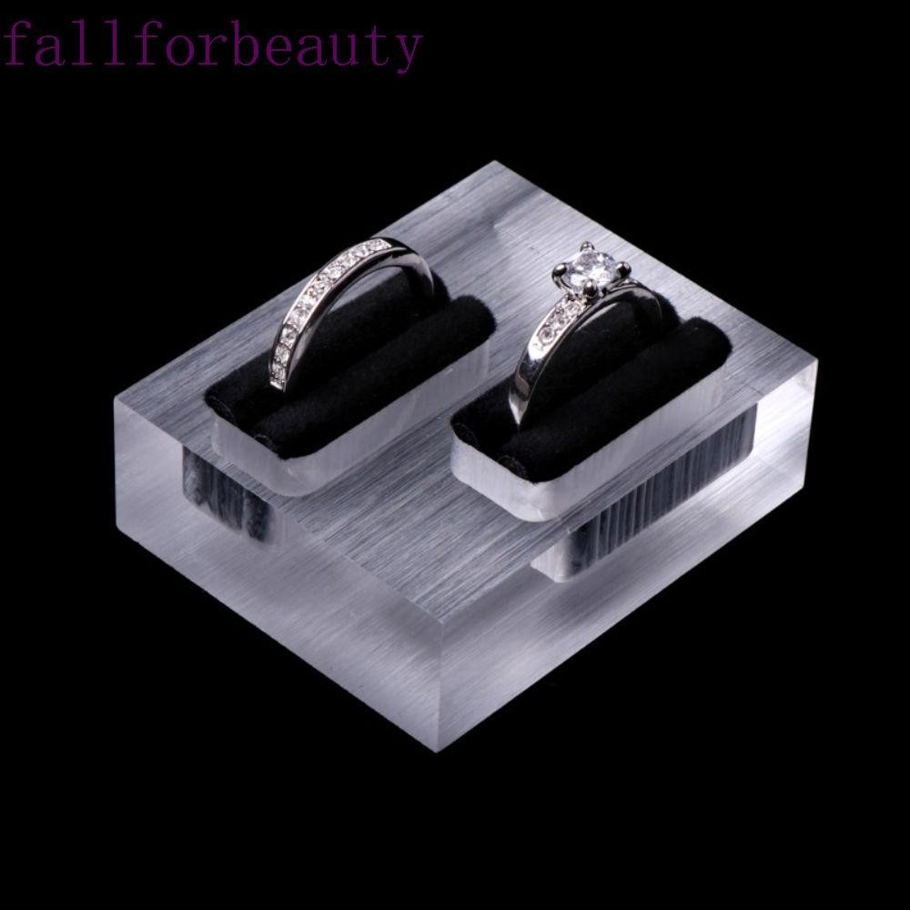 Fallforbeauty ขาตั้งโชว์แหวนแฟชั่นใสเดี่ยวคู่คุณภาพสูง Frosted ที่วางแหวน