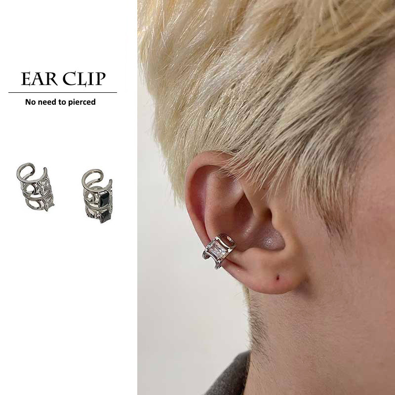 1 ชิ้นปลอมต่างหู Hip Hop Hypoallergenic รอบหูคลิปต่างหูสําหรับผู้ชายผู้หญิง