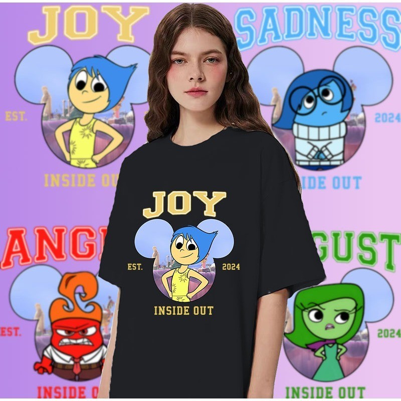 ใหม่ Pixar 's Movie Inside Out 2 เสื ้ อยืดคอ O-neck กราฟิก 100 % สําหรับผู ้ ชายP#23 S-5XL