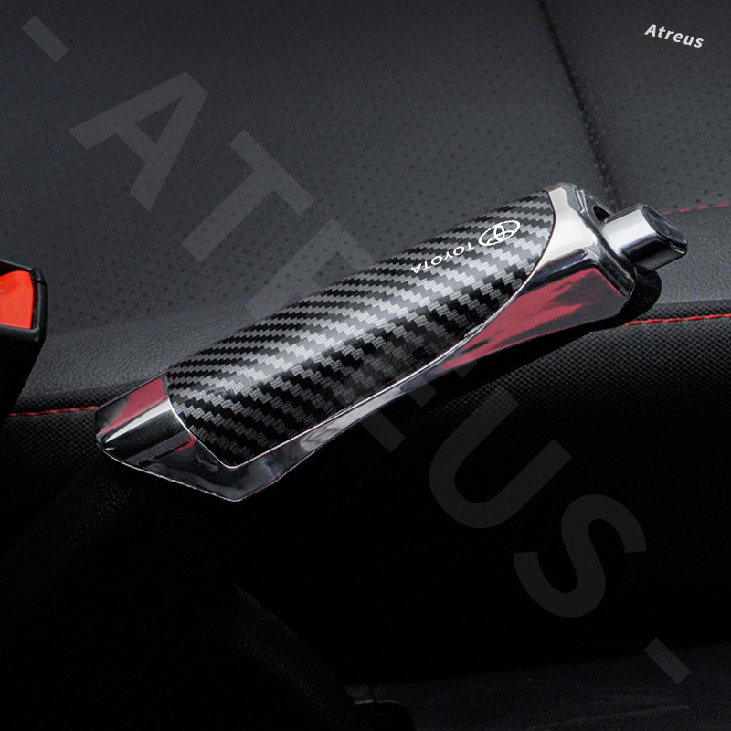 Toyota ปลอกหุ้มเบรคมือสําหรับรถยนต์ ปลอกหุ้มเบรคมือ คาร์บอนไฟเบอร์ ครอบเบรคมือลายคาร์บอน สำหรับ Toyota Prius Wish Estima Revo bZ4X Hiace Alphard Avanza Camry CHR Corolla Cross Fortuner Hilux Innova Raize Rush Sienta Vellfire Veloz Vios Wigo Yaris Cross - รูปที่ 3