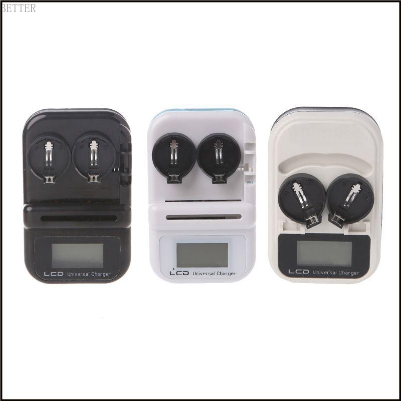 Bett 2 Slot LIR2032 เครื่องชาร์จปุ่มจอแสดงผลดิจิตอล LCD พอร์ต USB US Plug