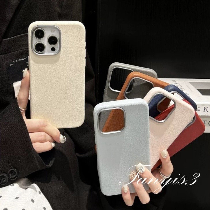 สําหรับ IPhone 11 16 15 14 13 12 Pro Xs Max XR X 6 7 Plus Macaron สีหนัง Texture กรณีกันกระแทกนุ่ม