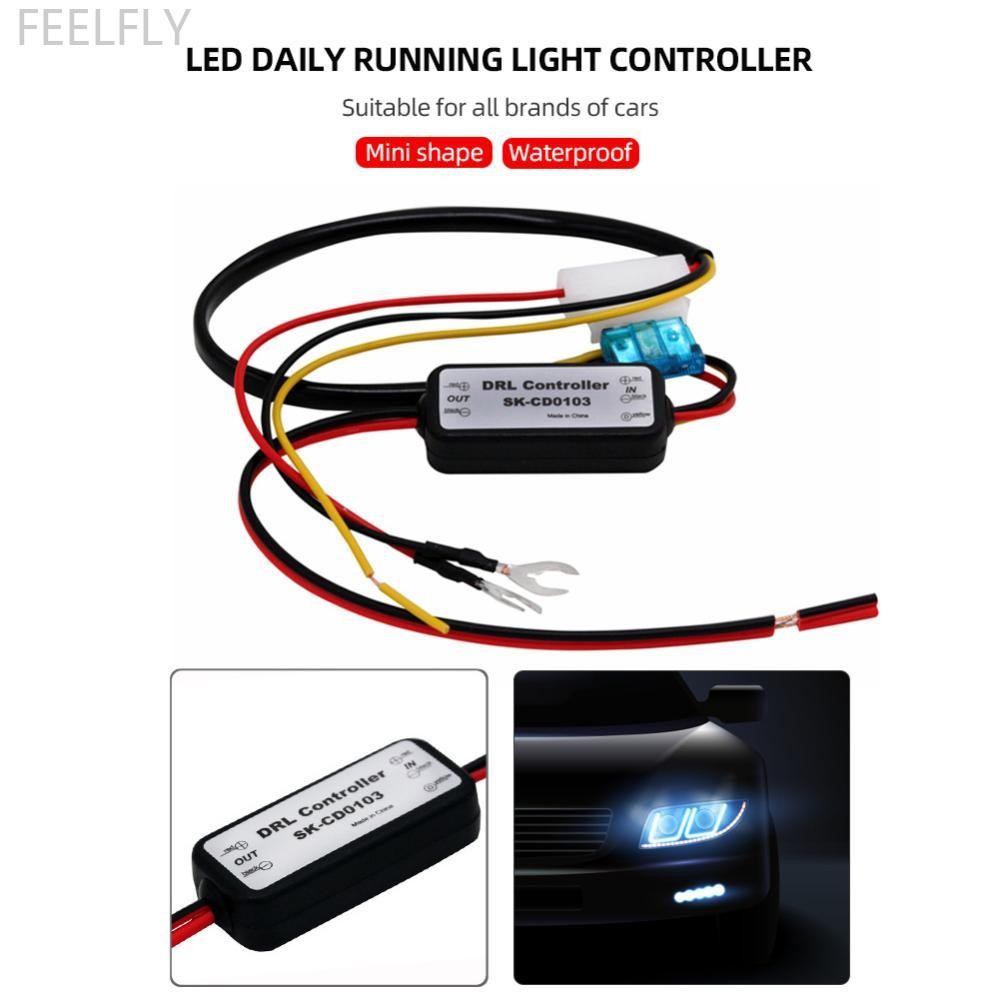 Feelfly รถ LED DRL Controller Auto Daytime Running Light Relay Harness Dimmer เปิด/ปิดหมอกโคมไฟควบคุ