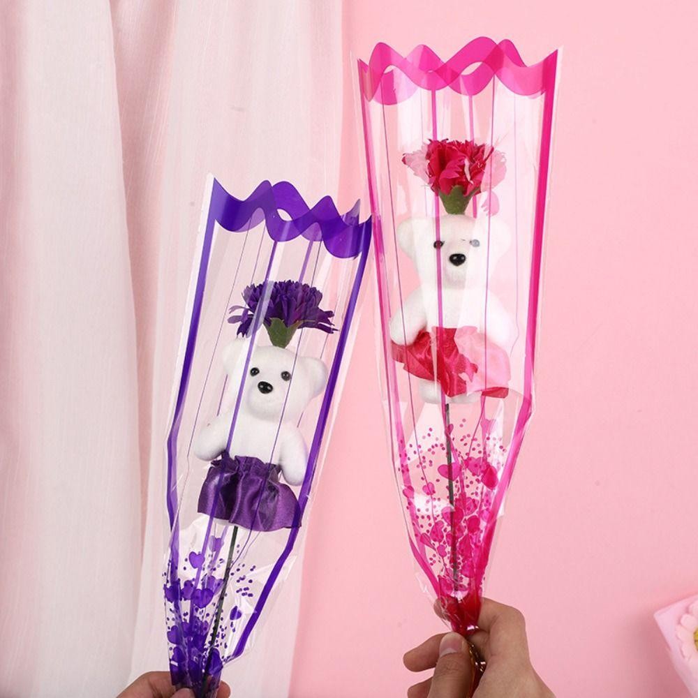 LONFENG ช่อดอกไม้รับปริญญาหมีน่ารัก, ดอกไม้สบู่ของขวัญรับปริญญาดอกกุหลาบประดิษฐ์, ของเล่นตุ๊กตา DIY การ์ตูนตกแต่งหมี - รูปที่ 3
