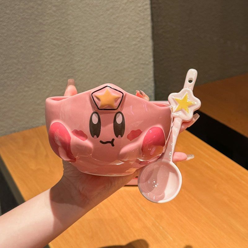[ส่วนลด] Girl Star Kirby เซรามิคชามข้าวแห้ง Influencer การ์ตูนบนโต๊ะอาหารมูลค่าสูงสําหรับแฟนแฟน