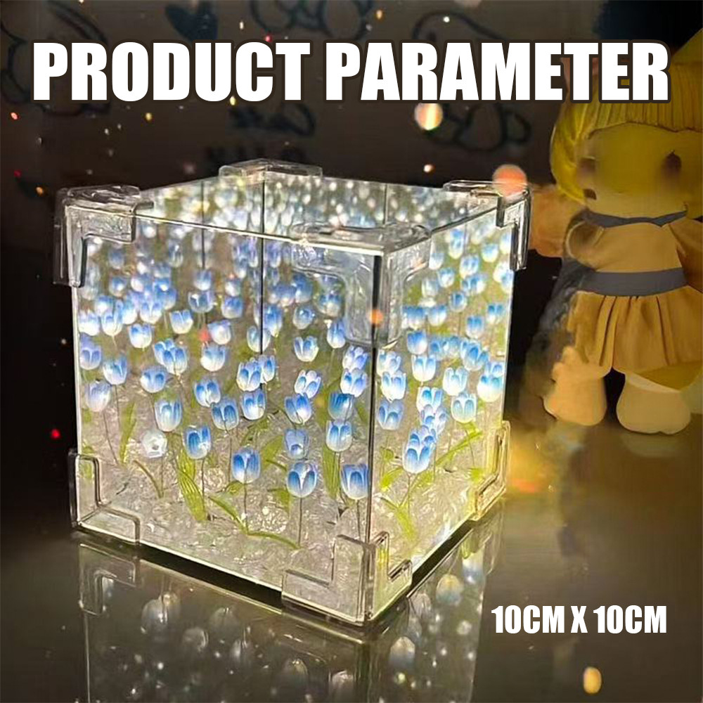 Creative DIY 20pcs ทิวลิปดอกไม้ Sea LED Cube สามมิติโคมไฟกลางคืนขนาดองนอนบรรยากาศโคมไฟวันวาเลนไทน ์ ของขวัญวันเกิ