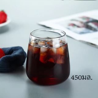450ml 500ml แก้วทรงก้นโอ่ง ใส่นม ถ้วยชานม น้ำผลไม้ กาแฟ glass