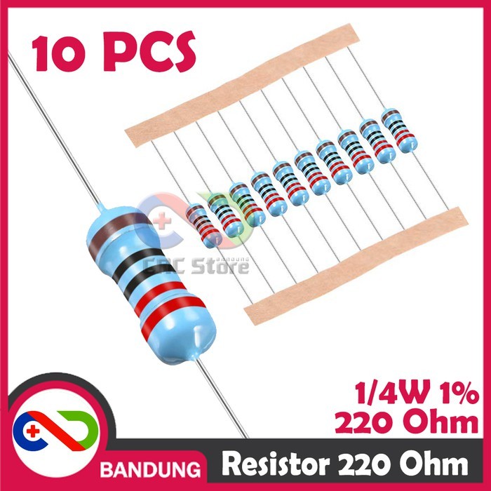 10X RESISTOR 220OHM 220R 220 1/4W 1% ฟิล์มโลหะ
