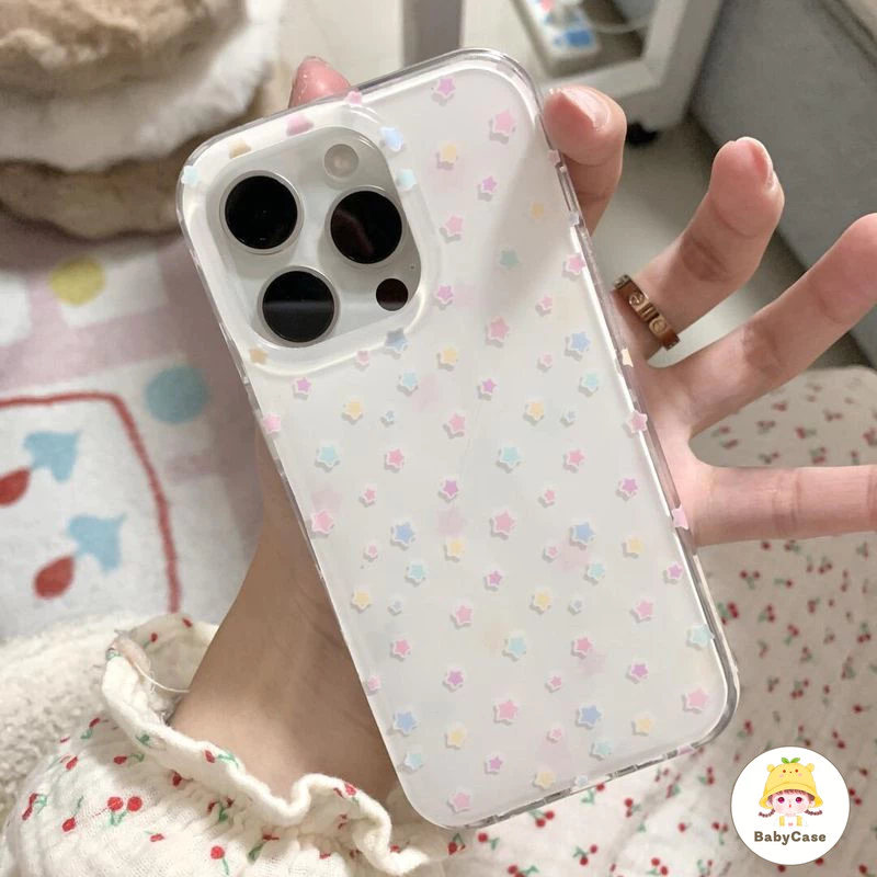 เคสไอโฟน15 11 สำหรับ iPhone 13 11 15 14 12 Pro Max 8Plus 7Plus XR 8 7 14 15 Plus XS X Max SE 2020 ปกอ่อนดาวสดสีสันสดใส