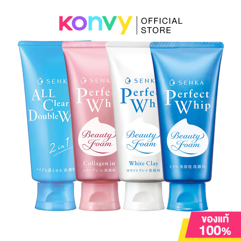 Senka เซนกะ ผลิตภัณฑ์ทำความสะอาดผิว 120g (Whip Foam/White Clay/Collagen In/Clear Double Wash A)