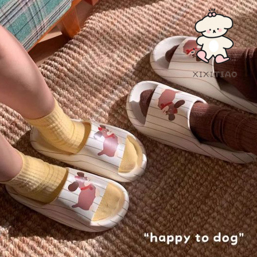 Xixtiao ฤดูร้อนคู่ EVA ในร่มสบาย Home Influencer การ์ตูนน่ารักลูกสุนัขรองเท้าแตะรองเท้าแตะห้องน้ํารองเท้าแตะผู้ชายผู้หญิง