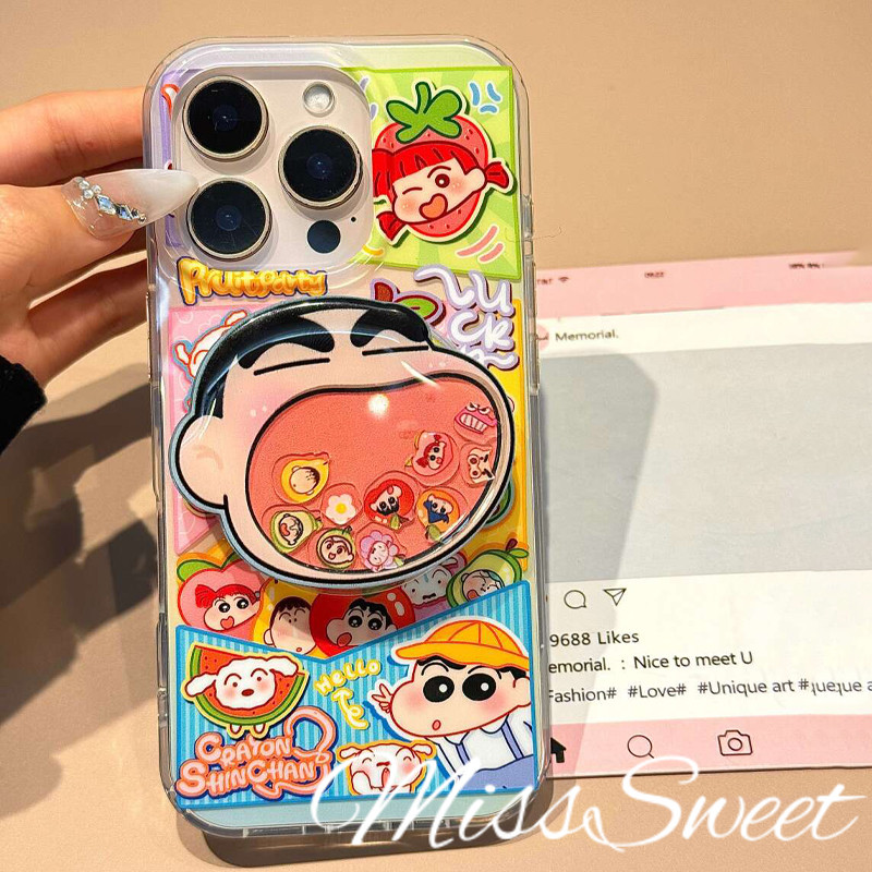 Crayon Shin Chan ปลอก + วงเล็บสําหรับ Samsung S25 S24 S23 S22 S21 FE A22 A21 Plus Ultra A73 A71 A55 A35 A72 A25 A15 A05s A54 A14 A34 A24s A32 A31 A52 A30 A13 A50s