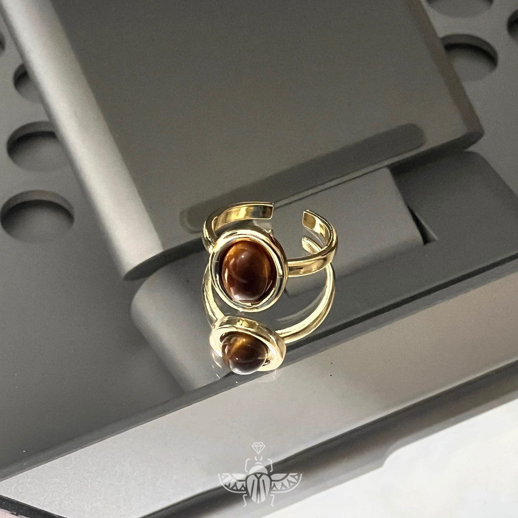 แหวนหินตาเสือวินเทจ Maillard ดีไซน์เฉพาะตัว อุปกรณ์เปิดสําหรับผู้ชายและผู้หญิงระดับไฮเอนด์และอินเทรนด์ - รูปที่ 5