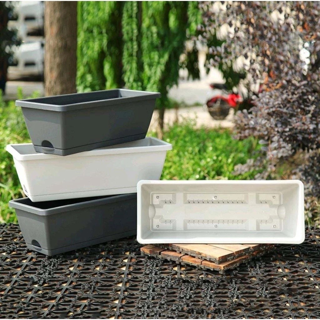 กระบะปลูกผัก กระถางพลาสติกอย่างหนา ปลูกกระบองเพชร แบบมีถาดรองถอดประกอบได้ มินิมอลกระถางต้นไม้