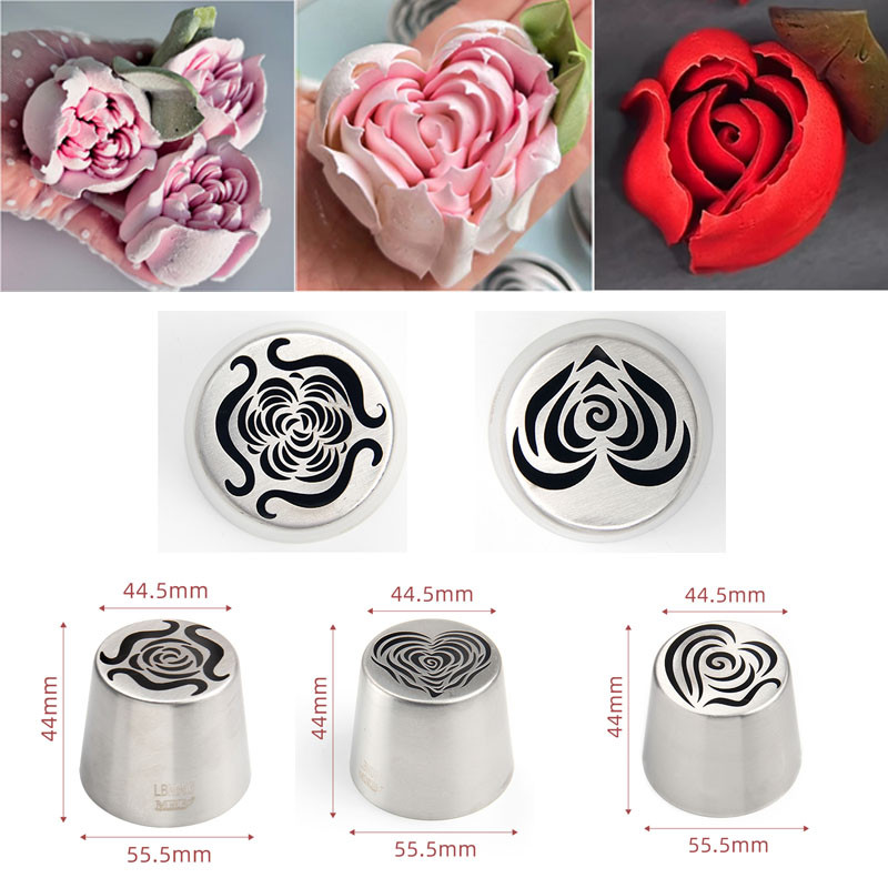 สแตนเลสขนาดใหญ่พิเศษรัสเซียท่อเคล็ดลับ Rose ดอกไม้เค้ก Icing Frosting หัวฉีดสําหรับ Cupcake ตกแต่ง DIY ครัวเบเกอรี่เครื่องมือ