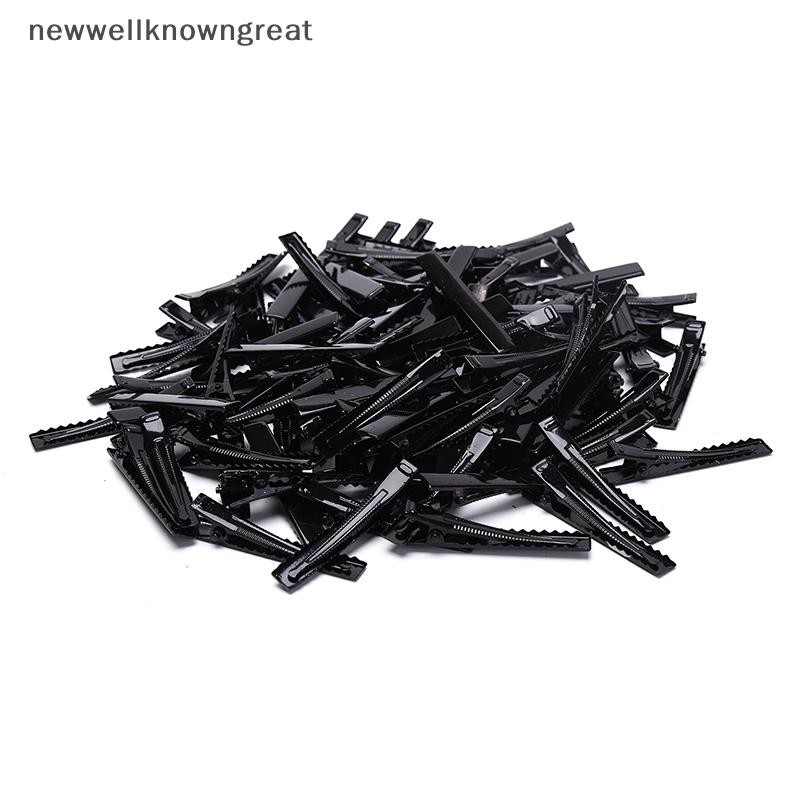 ใหม่wellknowngreat 100 ชิ้นกิ๊บติดผมสีดําเดี่ยวง่ามจระเข้ Hairpin การตั้งค่าว่างเปล่าคลิปผม CAD
