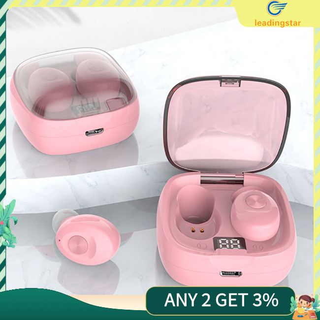 Leadingstar หูฟังไร้สายชุดหูฟังชนิดใส่ในหูหูฟังสเตอริโอพร้อมจอแสดงผล LED เคสชาร์จลดเสียงรบกวนหูฟัง Latency ต่ํา